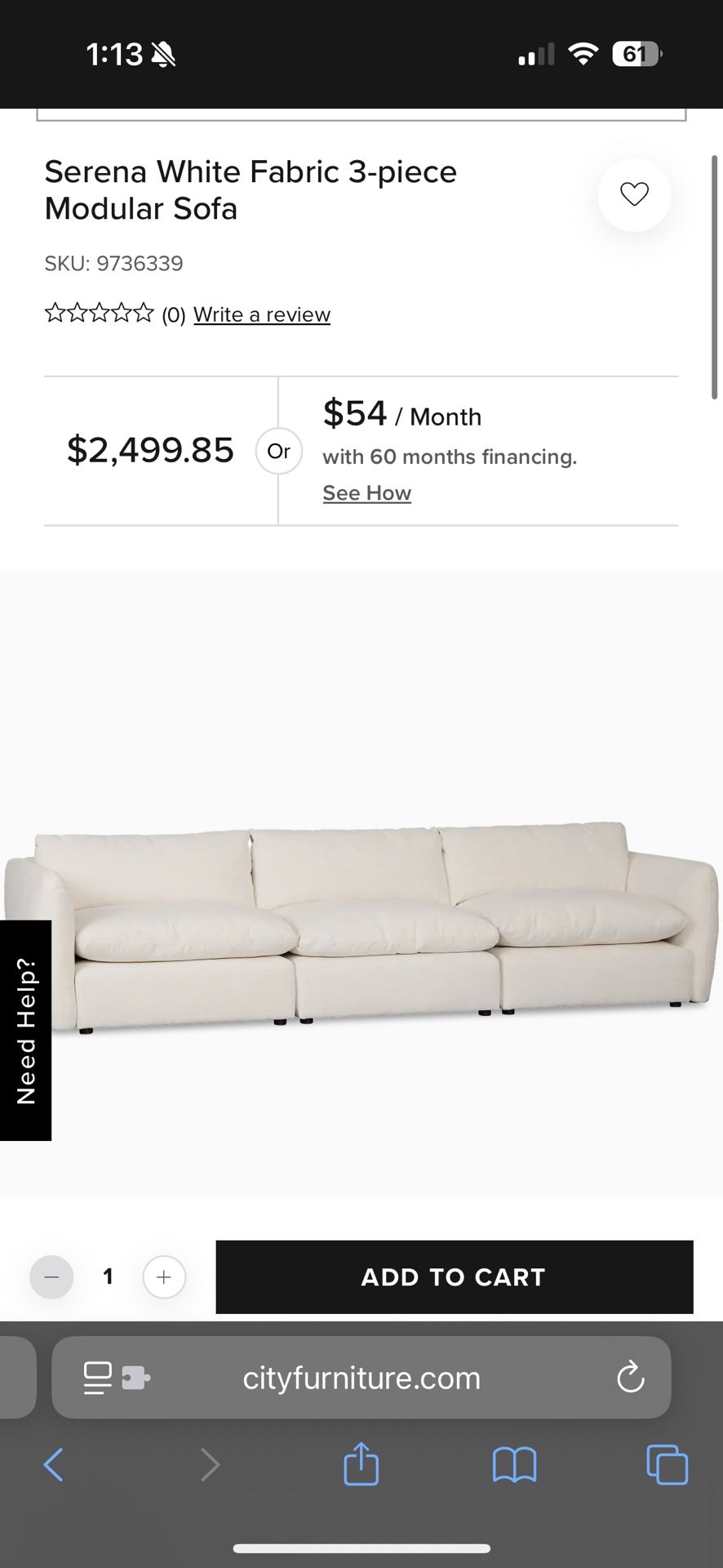 3 Piece White Couch