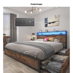 Queen Bed Frame Bought New Paid $200  Approximately. Too Much Of A Challenge For Me 