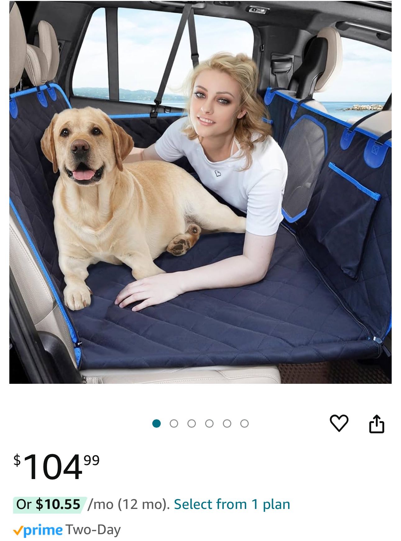 Edcsi Back Seat Extender for Dogs, 600D Heavy Duty Waterproof Dog Car Seat Cover for Back Seat, Hard Bottom Dog Hammock for Car Travel Mattress, Non-I