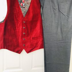 Men’s Christmas Red Vest & Dress Pants-only worn once.