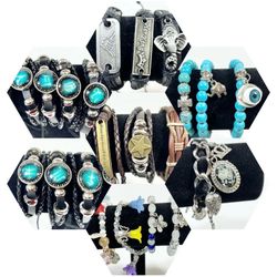 Mixed Lot of 22 pcs Fashion Jewelry Bracelets Multicolor Leather Wholesale