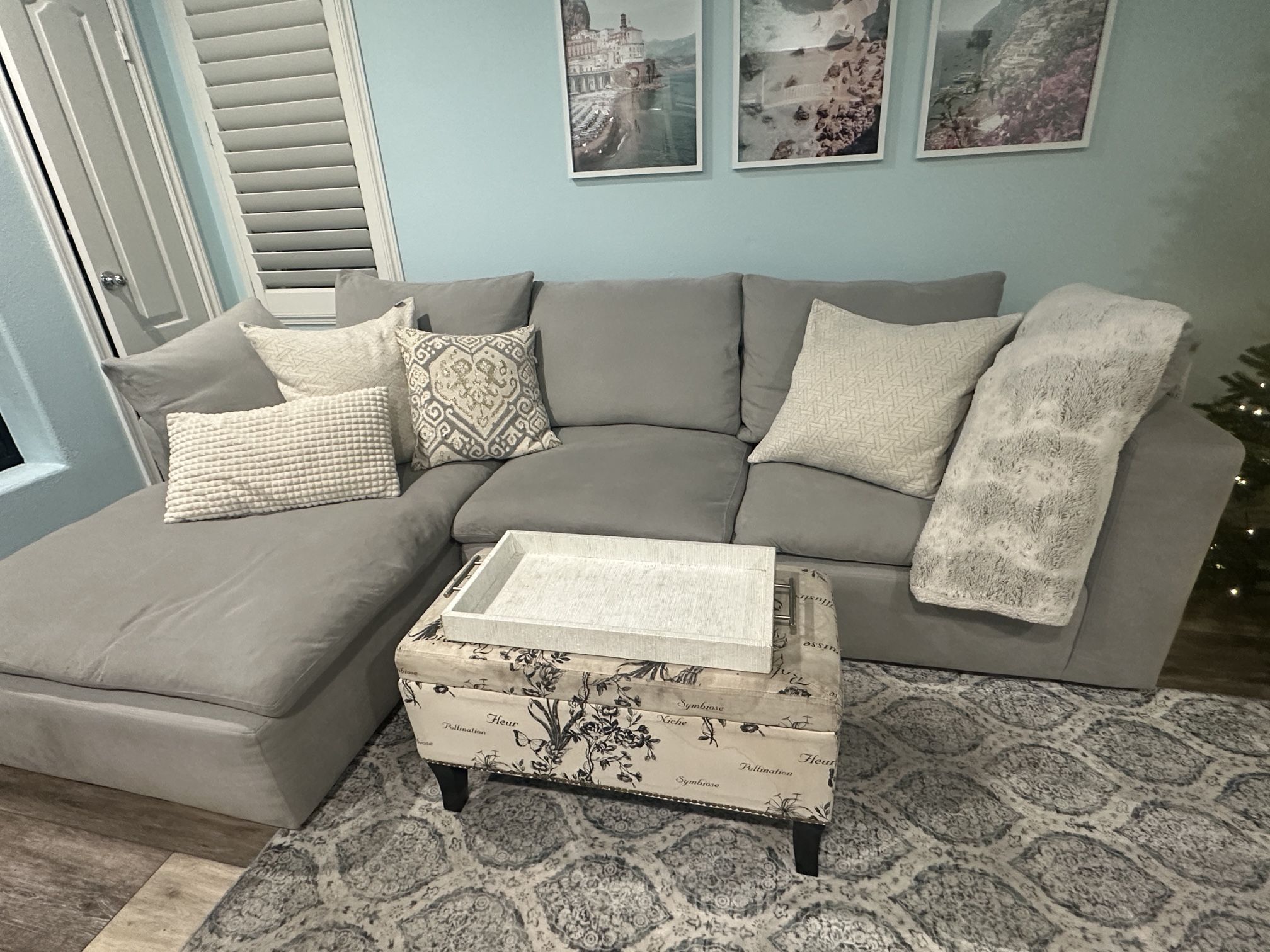 Custom Made Gray ‘Cloud’ Sofa W/ Chaise 