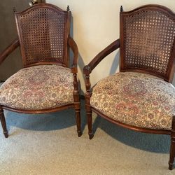 2 Matching Armchairs, Late 19th Early 20th Century,(1(contact info removed) approx.),Cane Back,Curved Crest Rail,Tapered Turned Legs.