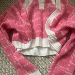 Shein Women’s Pink Plaid Cropped Cardigan Set Size Small