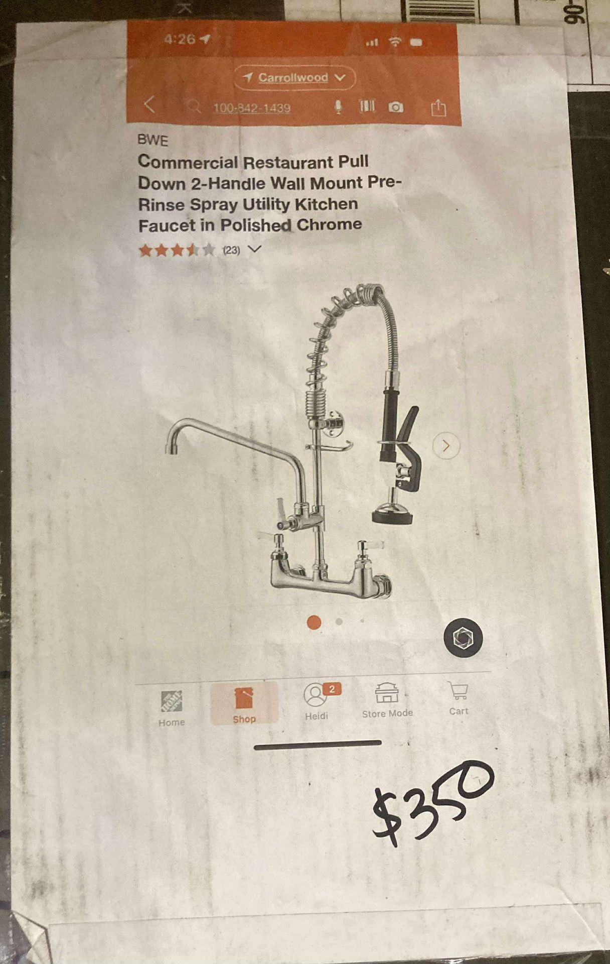 Commercial Restaurant Pull Down Kitchen Faucet