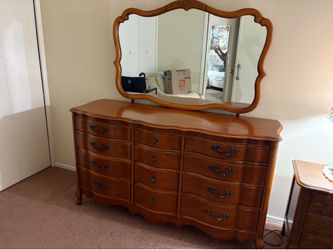 Vintage French Provincial Dresser with Mirror
