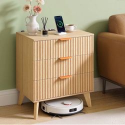 3-Drawer Wood Dresser with Charging Station