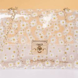 Daisy patern twist lock crossbody bag