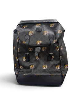 Authentic Gucci GG Supreme Tiger Print Backpack – Black/Gray Monogram Canvas – Entrupy Authenticated