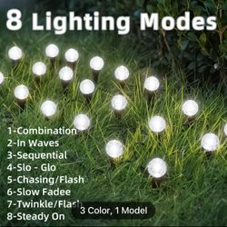 30pcs Outdoor Solar Lights IP44 Crystal Ball String Lights with Light Sensor