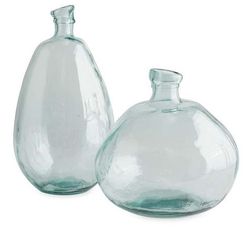 2 Piece Large Askew Heavy Recycled Glass Balloon Table Vase Set. 