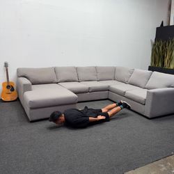 Super Comfy Gray Sectional Couch - Washable - 2.5k Retail - Can Deliver - U Shaped 3 pc