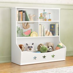 New Kids 3-Shelf Storage Bookcase, White