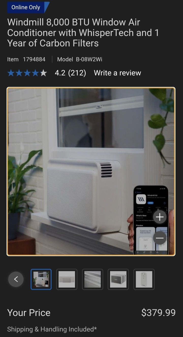 Windmill 8000 BTU whisper Tech Window AC