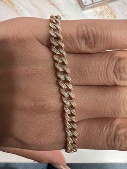 7.5 size 14K Rose Gold Diamond Tennis Bracelet 
