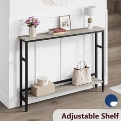 Slim Console Table 5.9" Narrow Sofa Table, 2 Tier Skinny Console Table with Adjustable Shelf, Slim Behind Couch Table for Living Room, Entryway, Hallw