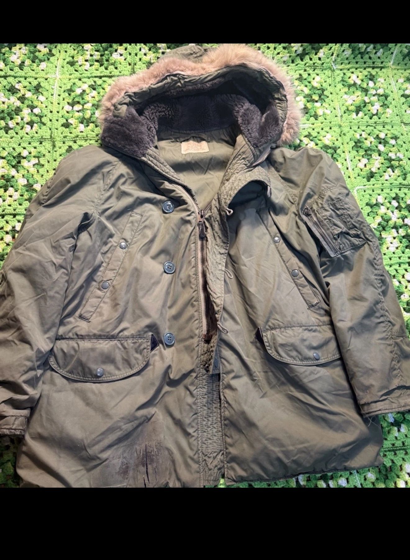 US Army Jacket Mens Large Extreme Cold Weather N-3B Snorkel Parka 70s Military