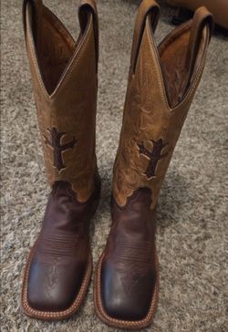 Tony Lama San Saba Cross Inlay Leather Cowboy Boots Women's size 7B