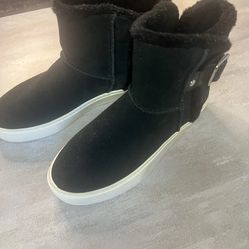 Ugh Aika Black Suede with Faux Sherpra Fur