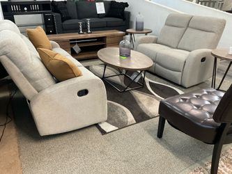 Manual Reclining Sofa & Loveseat – Beige