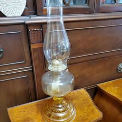 Vintage Amber Glass Base Pedestal P & A Mfg Co.Oil/Kerosene Lamp