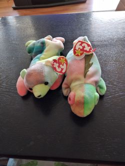 Tie Dye Sammy And Iggy Beanie Babies Pair