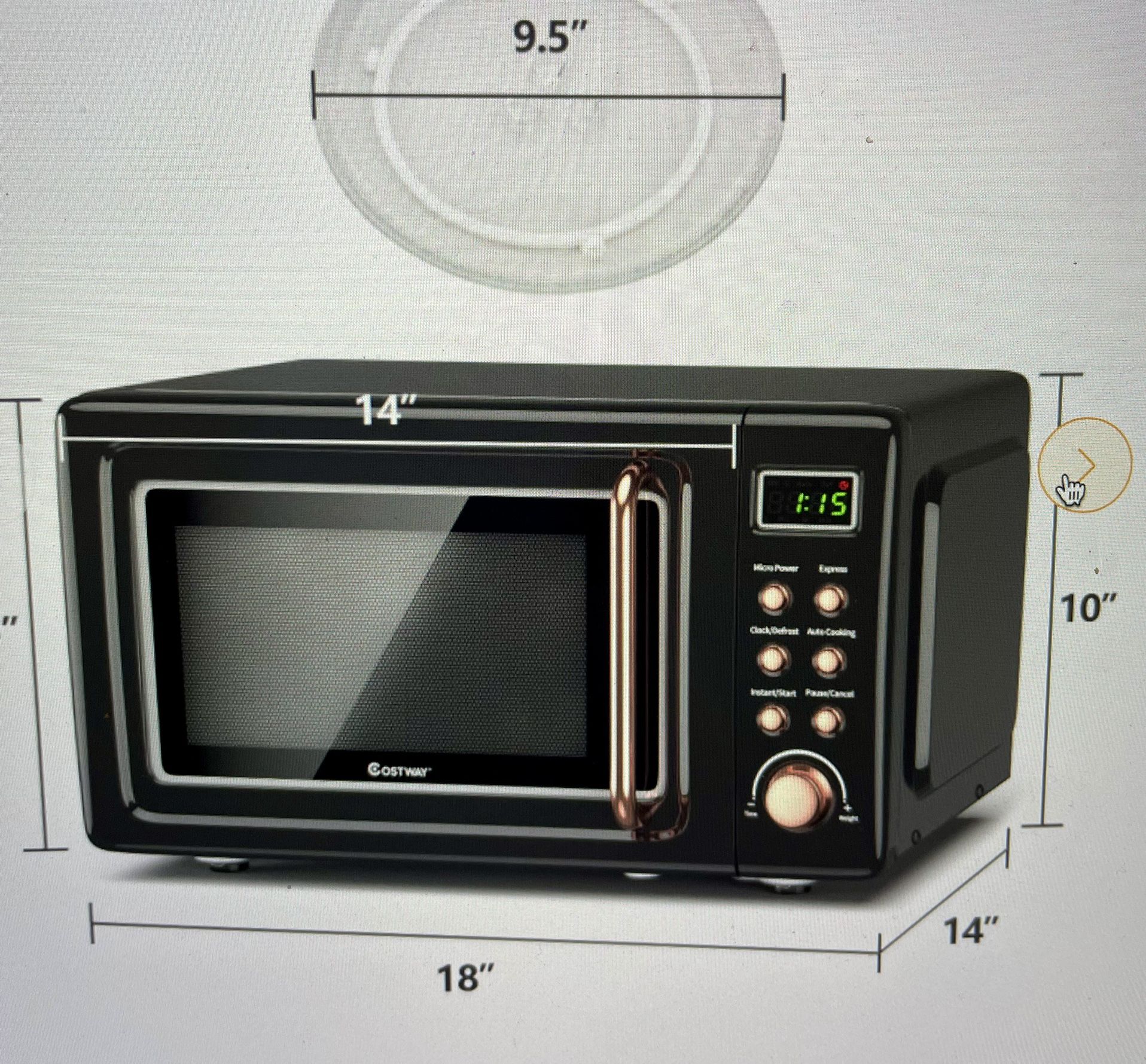 Retro Microwave Oven Countertop 700W LED Black/Gold