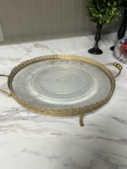Gold and glass tray