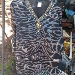 African Print Ladies Tunic Top Size 16-18