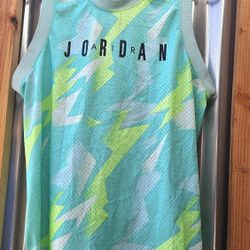 Nike Air Jordan Jumpman Jersey Green Sunset Pulse Mens Medium Sleeveless New