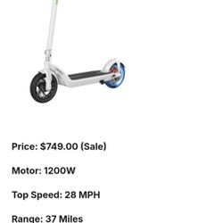 isinwheel X3 Pro 1200W electric scooter top speed of 28 MPH, and a range of up to 37 miles