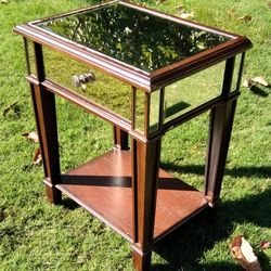 Wood and Mirror Night Stand Bureau