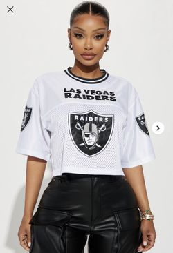 Raiders Cropped Mesh Top Ladies Raiders Womans Football Jersey Sexy Top Large