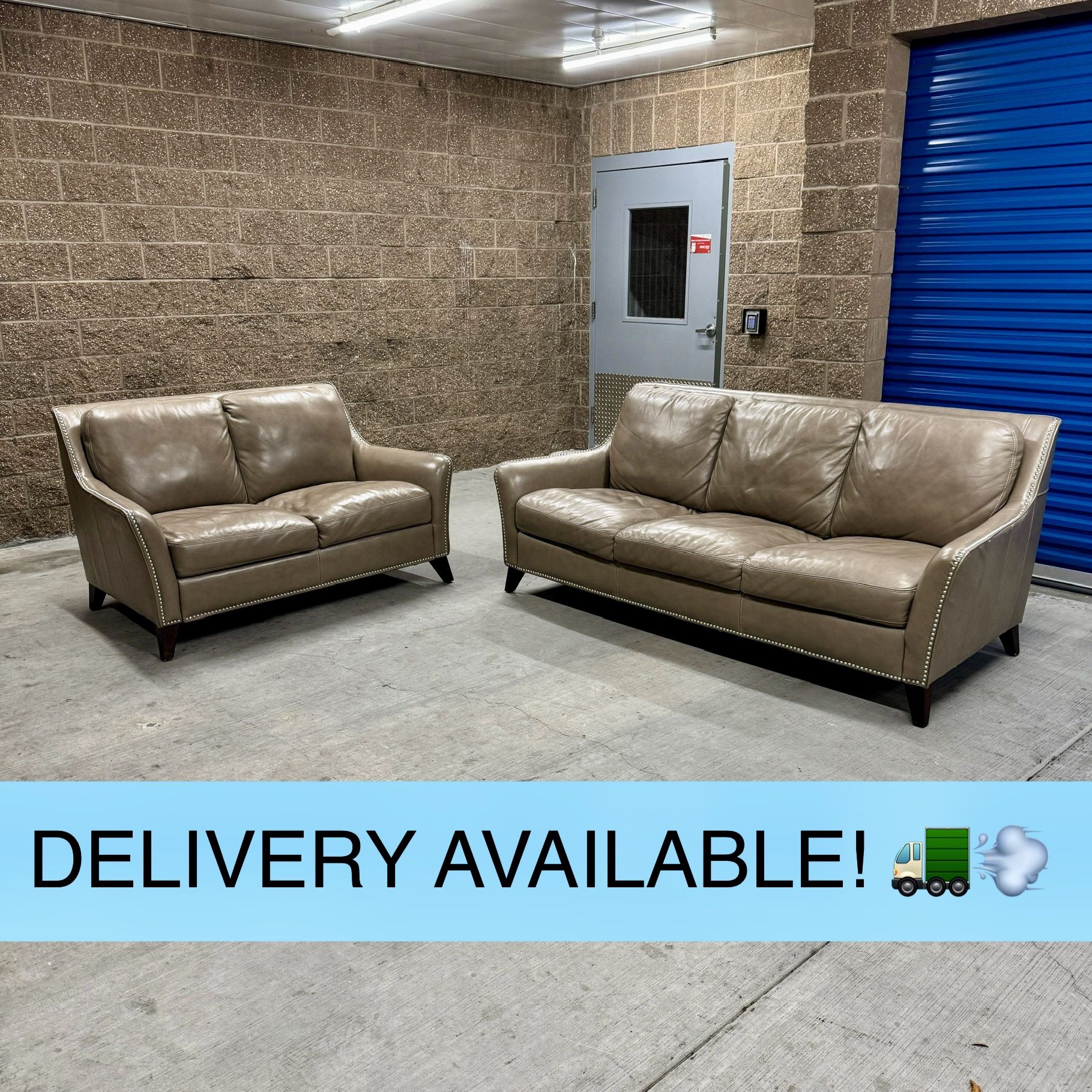 Tan Real Leather Couch Sofa and Loveseat Set (DELIVERY AVAILABLE! 🚛💨)