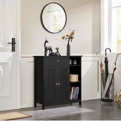 Bathroom Floor Storage with Adjustable Shelves Espresso