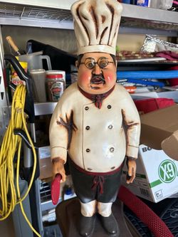 Vintage 44" Resin Chef Statue: Italian/French Restaurant Display