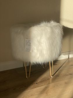 White Fur Stool Chair