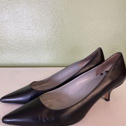 Women Shoes Black Leather Pump Size 9M