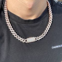 Rose Gold new style Cuban link diamond chain  VVS iced out necklace