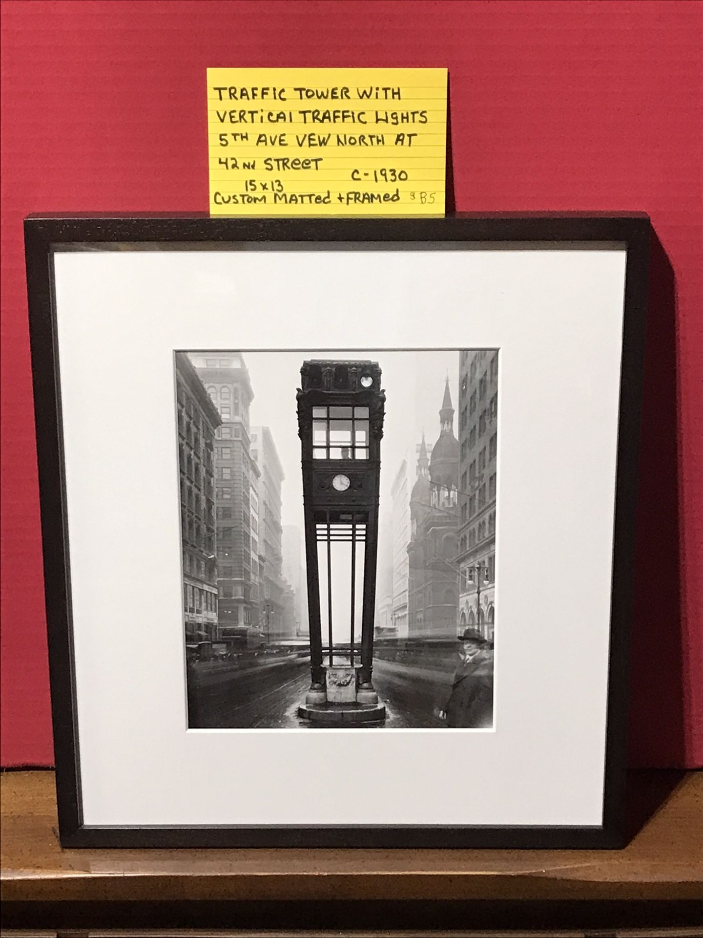 Traffic Tower With Vertical Traffic Lights Fifth Avenue View 42Nd St. Circa 1930 15 X 13 Custom Matted And Framed