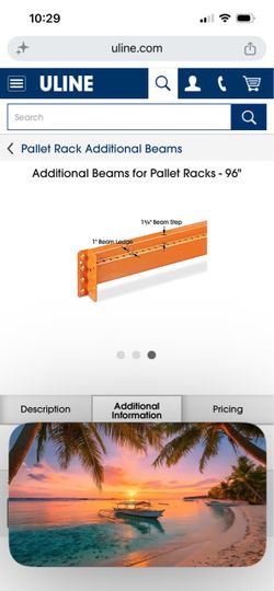 Bean for pallet racks warehouse