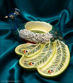 Vtg Tracy Porter Peacock Chip and Dip Tray - Artesian Road Collection