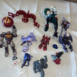 Vintage toy action figure lot for parts, transformers beast wars Dragon Ball rhino look