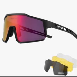 KAPVOE Gafas de ciclismo polarizadas con 4 lentes intercambiables TR90 gafas de sol deportivas para mujeres y hombres para correr bicicleta MTB