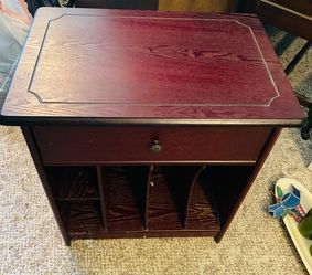 Mahogany Wood Side Table with Drawer