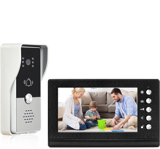 Video Doorbell Intercom System, 7" Monitor Video Door Phone Kits, Wired Video Door Entry System, IR Night Vision Door Camera, Unlock, Dual-Way Interco