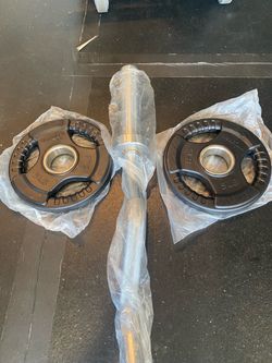 Curl Bar with Two 5LB Weight Plates