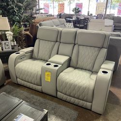 100% Leather Power Reclining sofa