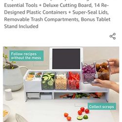Prepdeck Gen 2 Recipe Prep & Storage Station - 8 Essential Tools + Deluxe  Cutting Board, 14 Re-Designed Plastic Containers + Super-Seal Lids