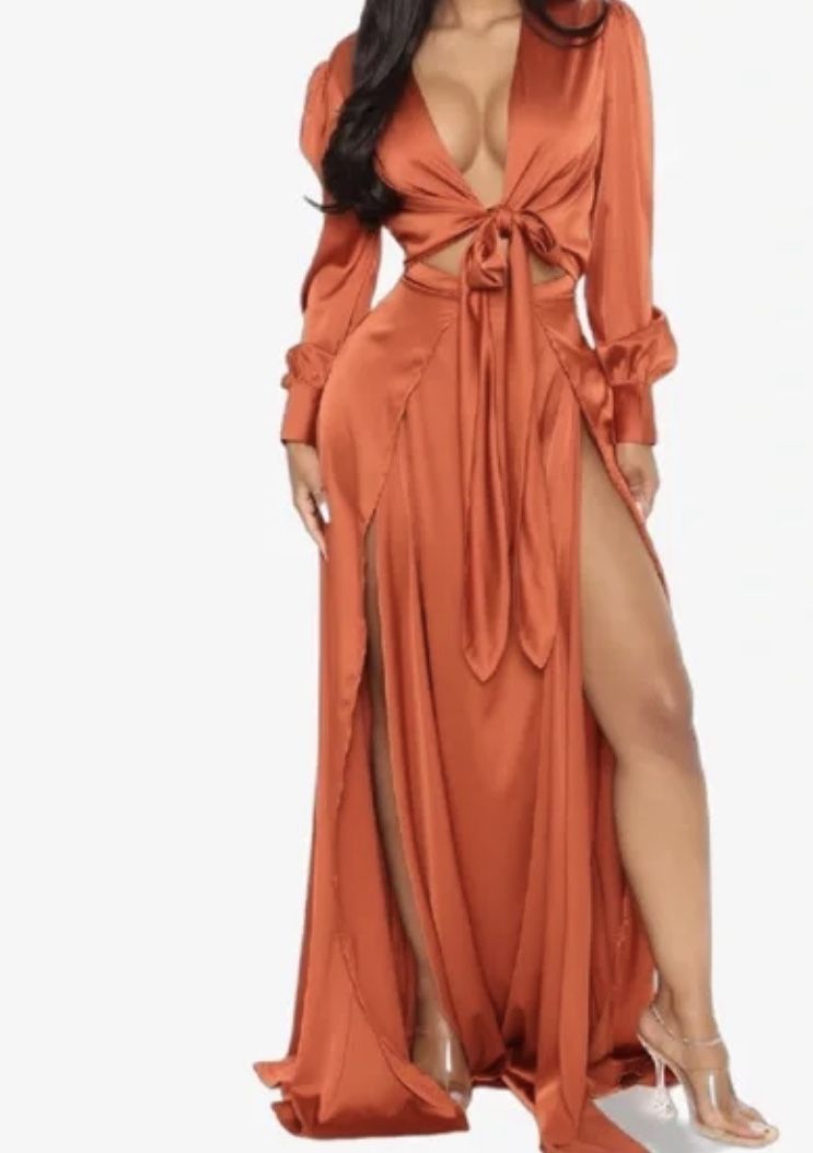 Fashion Nova Orange Dress 